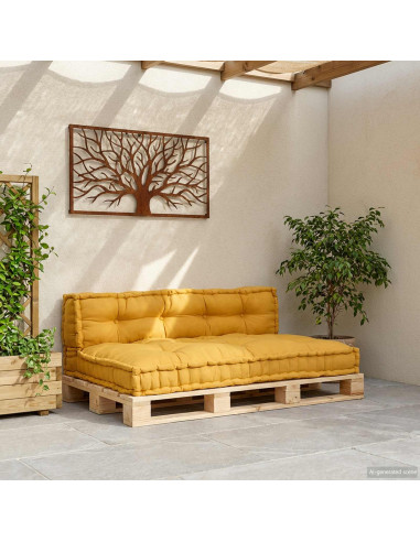 Cuscino per Divano Pallet 2 pcs Giallo 120 x 80 x 38 cm Tessuto