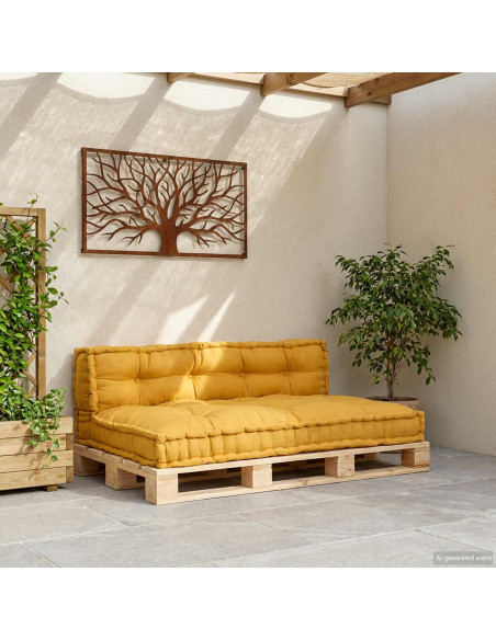 Cuscino per Divano Pallet 2 pcs Giallo 120 x 80 x 38 cm Tessuto