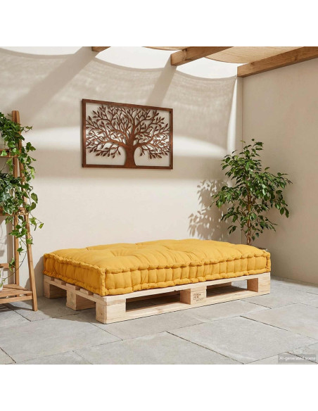 Cuscino per Divano Pallet Giallo 120 x 80 x 12 cm Tessuto