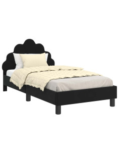 Struttura letto bambini con testata Nero 80 x 160 cm Velluto 2