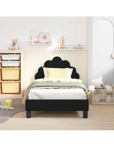 Struttura letto bambini con testata Nero 80 x 160 cm Velluto