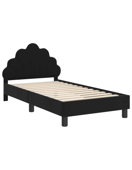 Struttura letto bambini con testata Nero 80 x 160 cm Velluto