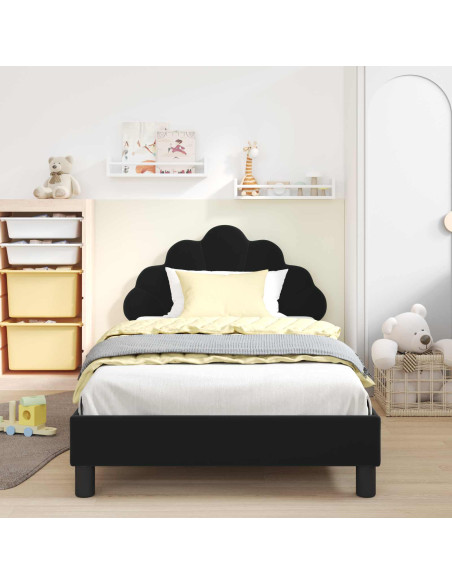 Struttura letto bambini con testata Nero 90 x 190 cm Velluto