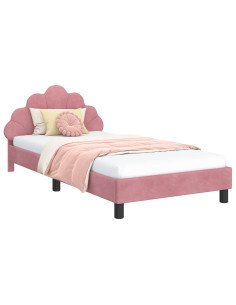 Struttura letto bambini con testata Rosa 90 x 190 cm Velluto 2