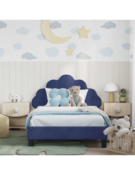 Struttura letto bambini con testata Blu Polizia 90 x 190 cm