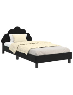 Struttura letto bambini con testata Nero 90 x 200 cm Velluto 2