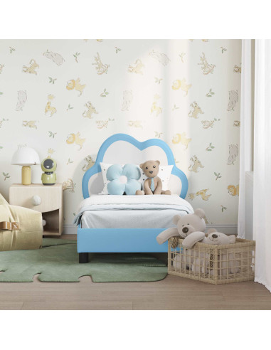 Struttura letto per bambini con testata Blu 70 x 140 cm PU