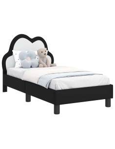 Struttura letto per bambini con testata Nero 70 x 140 cm PU 2