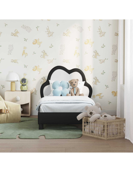 Struttura letto per bambini con testata Nero 70 x 140 cm PU