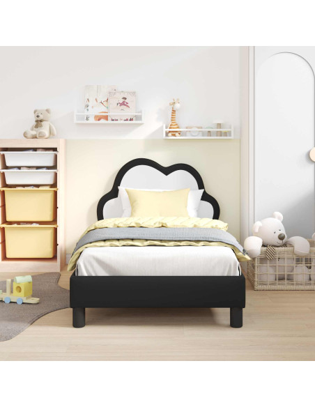 Struttura letto bambini con testata Nero 80 x 160 cm PU
