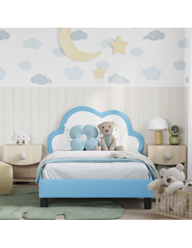 Struttura letto bambini con testata Blu 80 x 200 cm PU