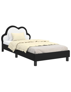 Struttura letto bambini con testata Nero 90 x 190 cm PU 2