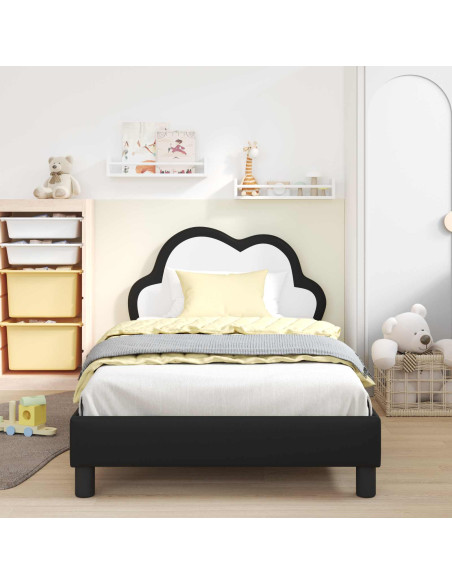 Struttura letto bambini con testata Nero 90 x 190 cm PU