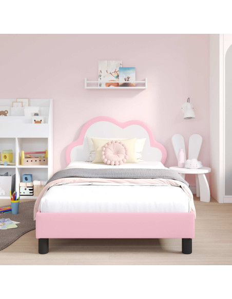 Struttura letto bambini con testata Rosa 90 x 200 cm PU
