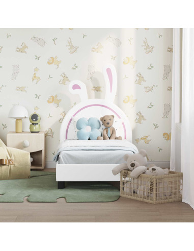 Struttura letto per bambini con testata Bianco 70 x 140 cm PU