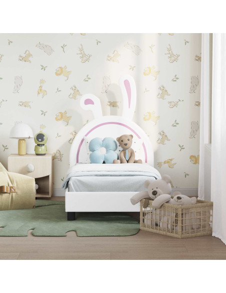 Struttura letto per bambini con testata Bianco 70 x 140 cm PU