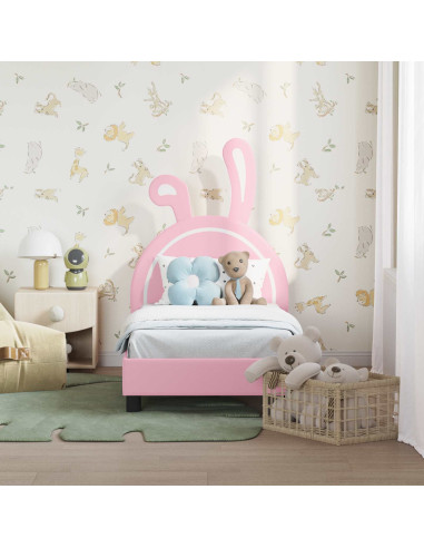 Struttura letto per bambini con testata Rosa 70 x 140 cm PU
