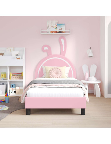 Struttura letto bambini con testata Rosa 80 x 160 cm PU