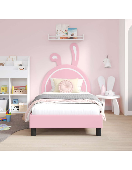 Struttura letto bambini con testata Rosa 80 x 160 cm PU