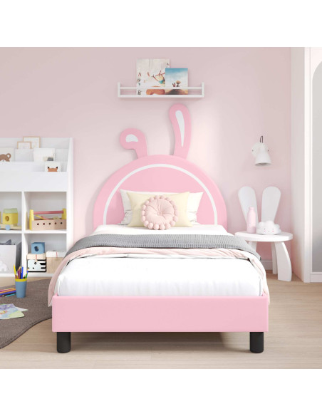 Struttura letto bambini con testata Rosa 90 x 190 cm PU