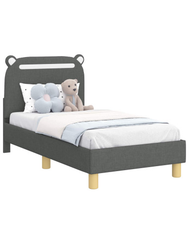 Struttura letto per bambini con testata Grigio scuro Tessuto
