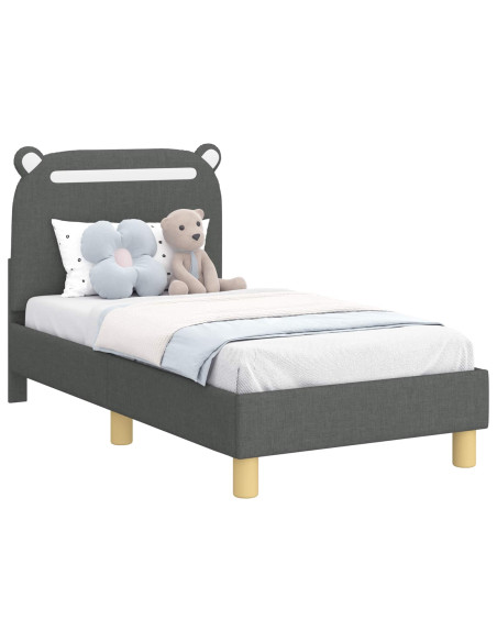 Struttura letto per bambini con testata Grigio scuro Tessuto