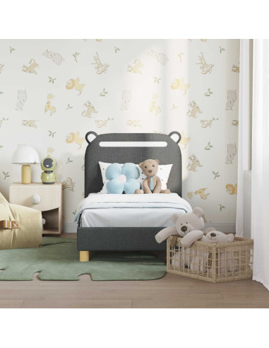 Struttura letto per bambini con testata Grigio scuro Tessuto