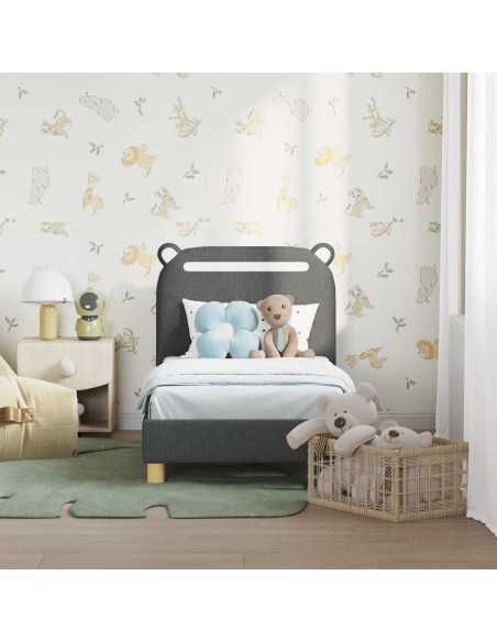 Struttura letto per bambini con testata Grigio scuro Tessuto