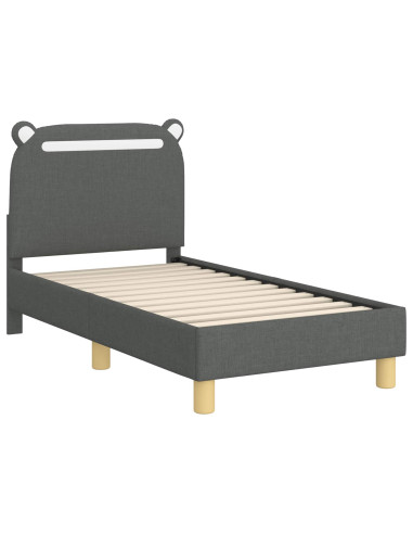 Struttura letto per bambini con testata Grigio scuro Tessuto