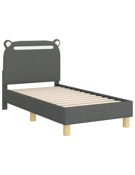Struttura letto per bambini con testata Grigio scuro Tessuto