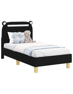 Struttura letto per bambini con testata Nero 70 x 140 cm 2