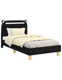 Struttura letto bambini con testata Nero 80 x 160 cm Tessuto 2