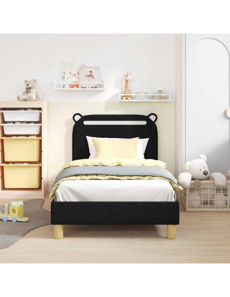 Struttura letto bambini con testata Nero 80 x 160 cm Tessuto