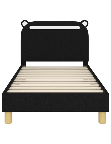 Struttura letto bambini con testata Nero 80 x 160 cm Tessuto