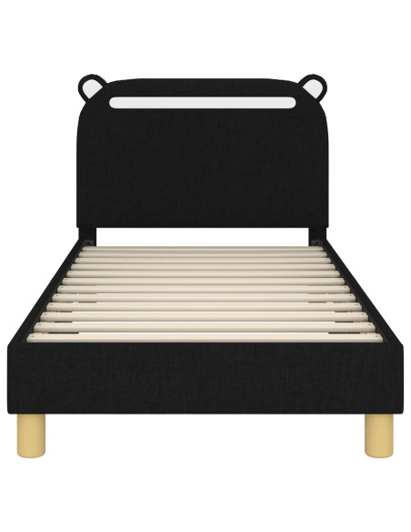 Struttura letto bambini con testata Nero 80 x 160 cm Tessuto