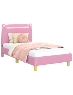 Struttura letto bambini con testata Rosa 80 x 160 cm Tessuto 2