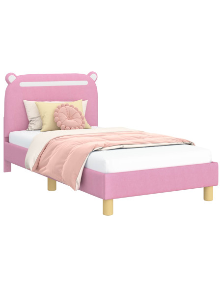 Struttura letto bambini con testata Rosa 80 x 160 cm Tessuto