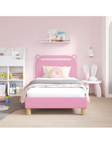 Struttura letto bambini con testata Rosa 80 x 160 cm Tessuto