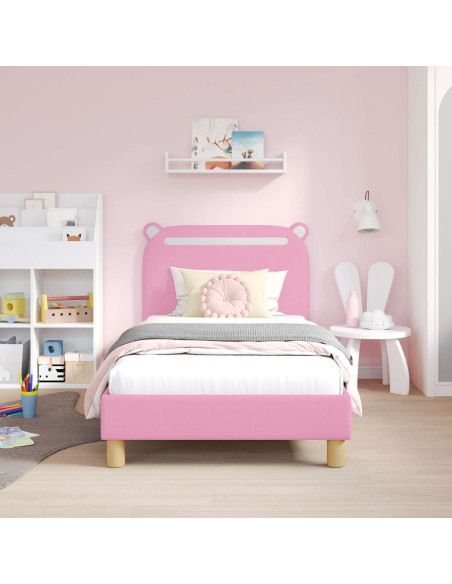 Struttura letto bambini con testata Rosa 80 x 160 cm Tessuto