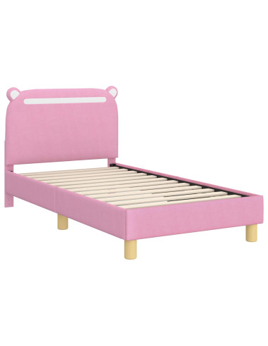 Struttura letto bambini con testata Rosa 80 x 160 cm Tessuto