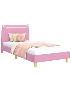 Struttura letto bambini con testata Rosa 80 x 200 cm Tessuto 2