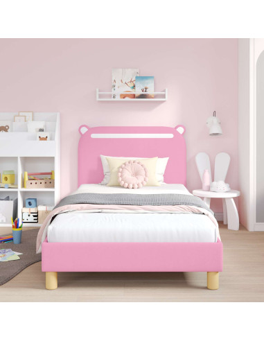 Struttura letto bambini con testata Rosa 80 x 200 cm Tessuto
