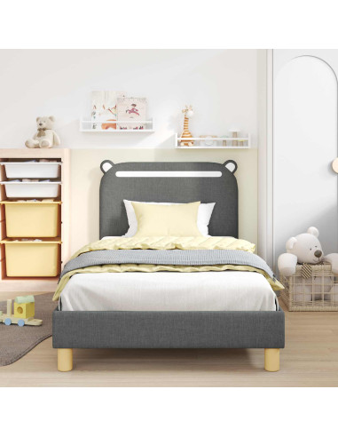Struttura letto bambini con testata Grigio scuro 90 x 190 cm
