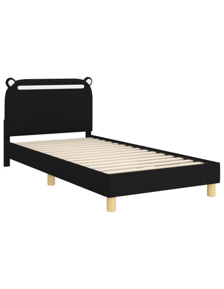 Struttura letto bambini con testata Nero 90 x 190 cm Tessuto