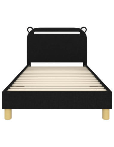 Struttura letto bambini con testata Nero 90 x 190 cm Tessuto