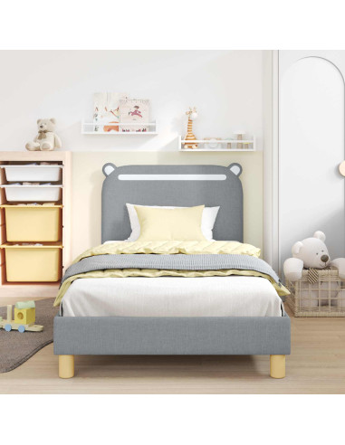 Struttura letto bambini con testata Grigio chiaro 90 x 200 cm