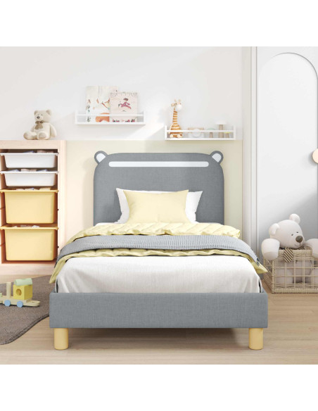 Struttura letto bambini con testata Grigio chiaro 90 x 200 cm