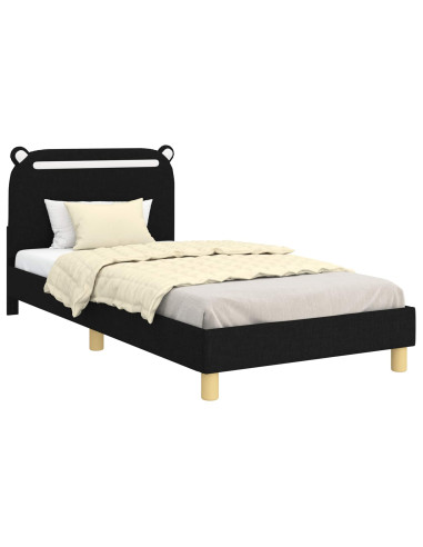 Struttura letto bambini con testata Nero 90 x 200 cm Tessuto