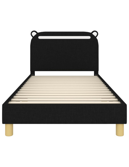 Struttura letto bambini con testata Nero 90 x 200 cm Tessuto