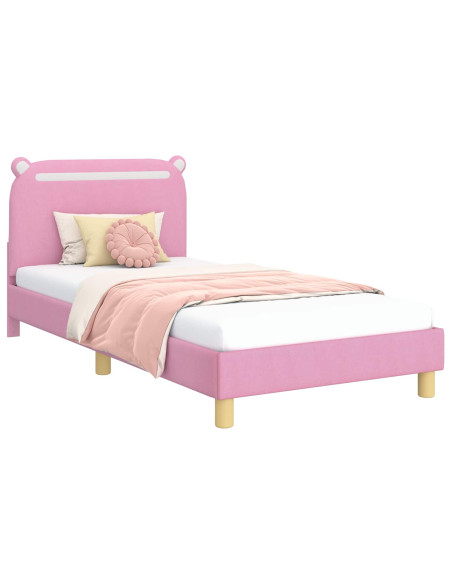 Struttura letto bambini con testata Rosa 90 x 200 cm Tessuto